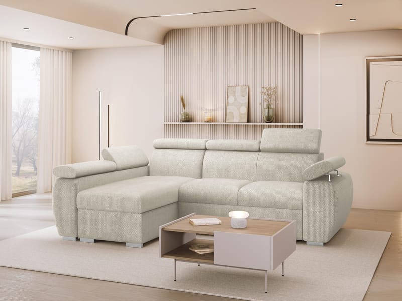 Binche 3-sits Bäddsoffa divan vänster med förvaring - beige - Möbler - Soffa - Bäddsoffa