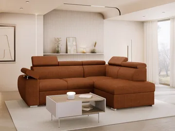Binche 4-sits Bäddsoffa schäslong höger med förvaring - brun - Möbler - Soffa - Bäddsoffa