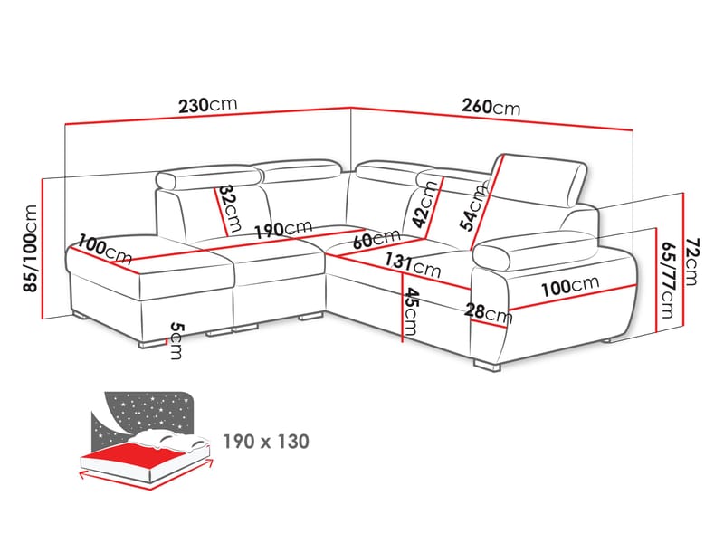 Binche 4-sits Bäddsoffa schäslong höger med förvaring - Gul - Möbler - Soffa - Bäddsoffa