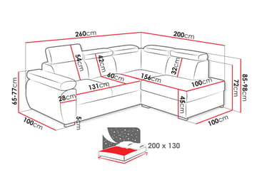 Binche 4-sits Bäddsoffa schäslong vänster med förvaring - Beige - Möbler - Soffa - Bäddsoffa
