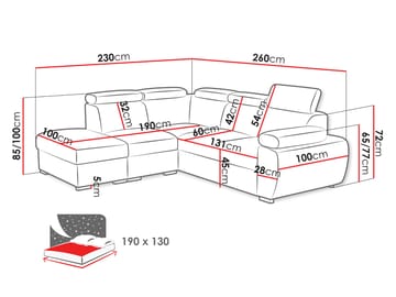 Binche 4-sits Bäddsoffa schäslong vänster med förvaring - Beige - Möbler - Soffa - Bäddsoffa