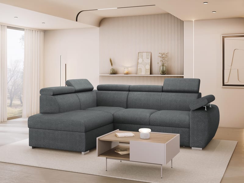 Binche 4-sits Bäddsoffa schäslong vänster med förvaring - Mörkgrå - Möbler - Soffa - Bäddsoffa