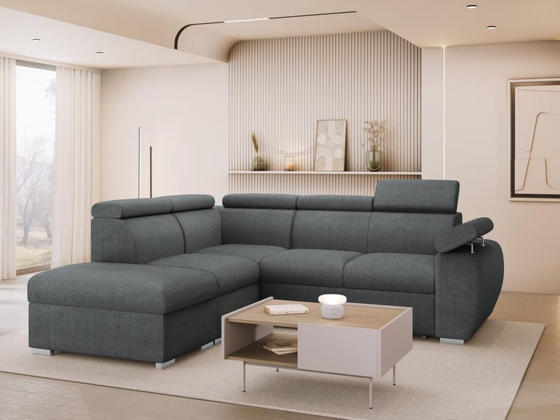 Binche 4-sits Bäddsoffa schäslong vänster med förvaring - Mörkgrå - Möbler - Soffa - Bäddsoffa