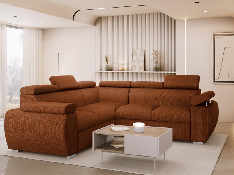 Binche 5-sits Bäddsoffa hörn med förvaring - Brun - Möbler - Soffa - Bäddsoffa
