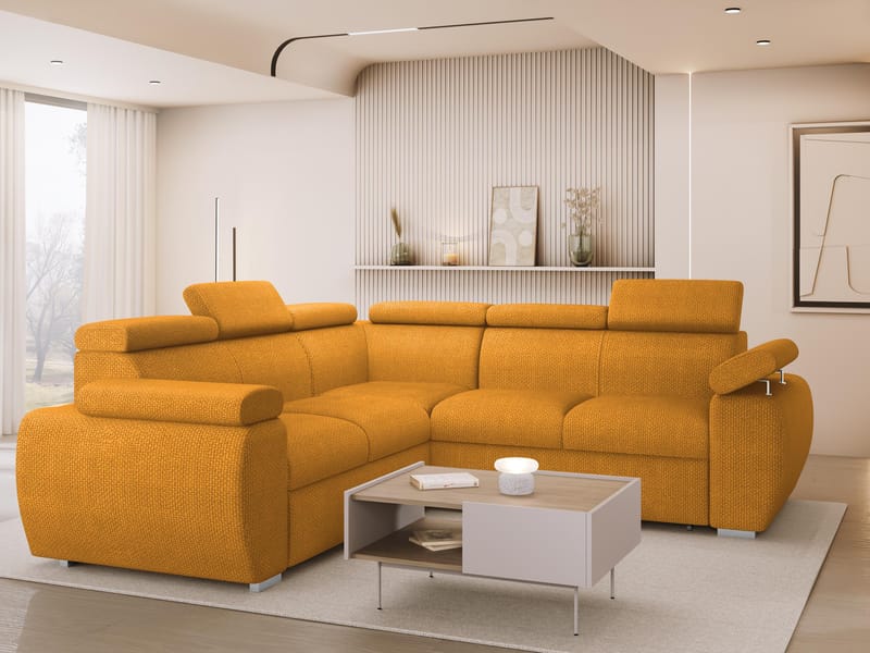 Binche 5-sits Bäddsoffa hörn med förvaring - Gul - Möbler - Soffa - Bäddsoffa