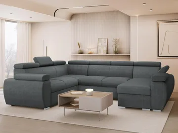 Binche 6-sits Bäddsoffa hörn med divan höger och förvaring - Mörkgrå - Möbler - Soffa - Bäddsoffa