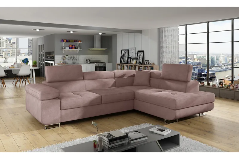 Bobis Bäddsoffa med Schäslong Höger, Rosa