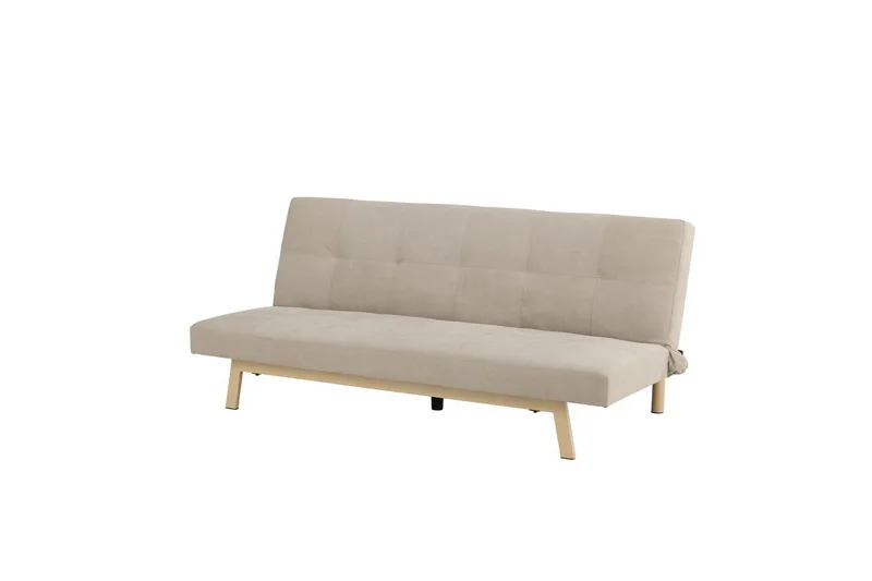 Bodil 2-sits Bekväm Tuftad Bäddsoffa i Tyg med Träben, Beige