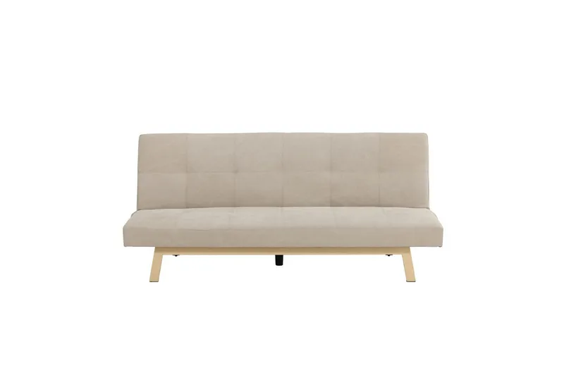Bodil 2-sits Bekväm Tuftad Bäddsoffa i Tyg med Träben - Beige - Möbler - Soffa - Bäddsoffa