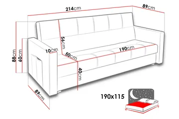 Bona Bäddsoffa 214x89x88 cm - Brun - Möbler - Soffa - Bäddsoffa