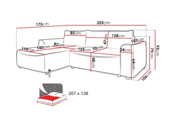 Burketown Bäddsoffa med Divan 3-sits i Sammet - Blå - Möbler - Soffa - Bäddsoffa