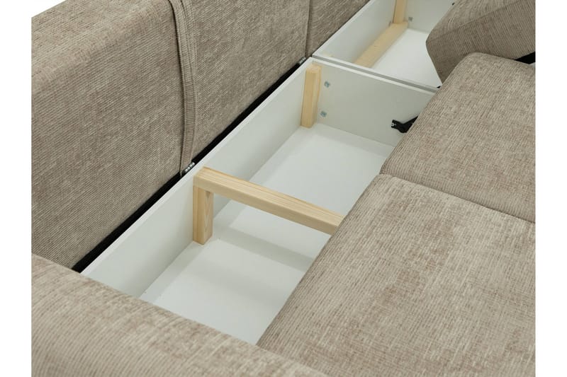 Busness Bäddsoffa med Divan 3-sits i Plysch - Beige - Möbler - Soffa - Bäddsoffa
