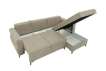 Busness Bäddsoffa med Divan 3-sits i Plysch - Beige - Möbler - Soffa - Bäddsoffa