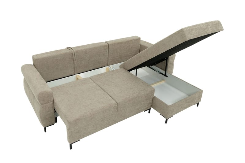 Busness Bäddsoffa med Divan 3-sits i Plysch - Beige - Möbler - Soffa - Bäddsoffa