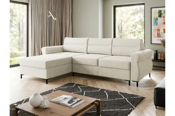 Busness Bäddsoffa med Divan 3-sits i Plysch - Beige - Möbler - Soffa - Bäddsoffa