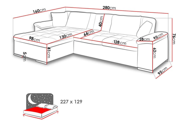 Camior 4-sits Bäddsoffa - Grå - Möbler - Soffa - Bäddsoffa