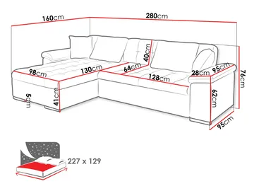 Camior 4-sits Bäddsoffa med divan Vänstervänd - grå - Möbler - Soffa - Bäddsoffa
