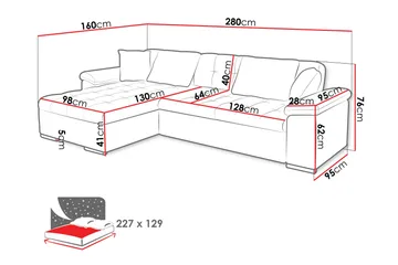 Camior Bäddsoffa med Divan 3-sits - Orange - Möbler - Soffa - Bäddsoffa