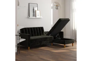Celine 3-sits Divanbäddsoffa Sammet/Svart - Dorel Home - Möbler - Soffa - Bäddsoffa - Bäddsoffa divan