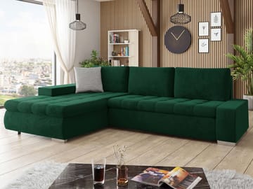 Cerys Bäddsoffa med Divan 4-sits - Grön - Möbler - Soffa - Bäddsoffa