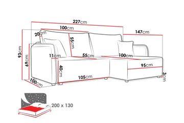Chandru Bäddsoffa med Divan 3-sits - Grå - Möbler - Soffa - Bäddsoffa