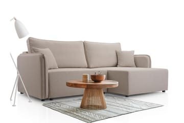 Chandru Bäddsoffa med Divan 3-sits i Plysch - Grå - Möbler - Soffa - Bäddsoffa