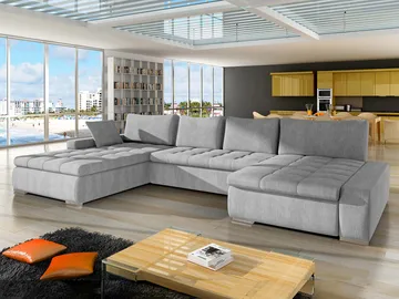 Cillo 5-sits U-formad bäddsoffa med dubbeldivan - grå - Möbler - Soffa - Bäddsoffa
