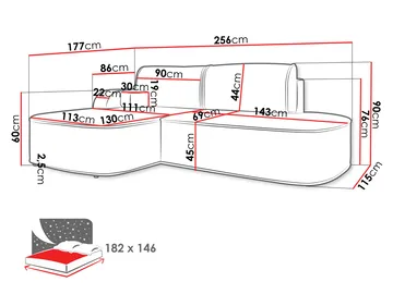 Cinrel Bäddsoffa med Divan 3-sits - Grå - Möbler - Soffa - Bäddsoffa