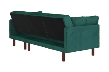 Clair 3-sits Bäddsoffa med Schäslong Ställbar Sammet/Grön/Tr - Dorel Home - Möbler - Soffa - Bäddsoffa - Bäddsoffa divan