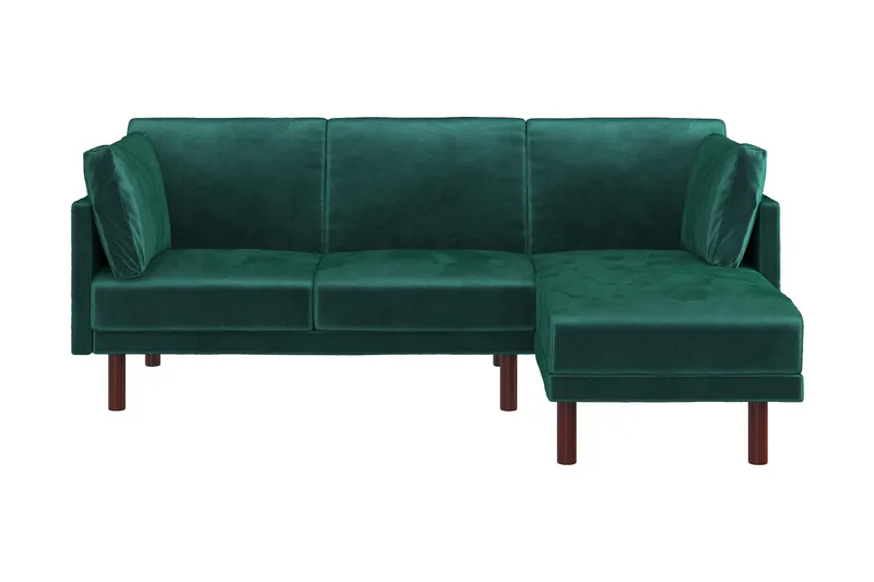 Clair 3-sits Bäddsoffa med Schäslong Ställbar Sammet/Grön/Tr, Dorel Home