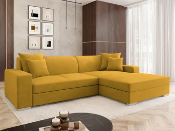 Corvik 3-sits Bäddsoffa med divan och förvaring - gul - Möbler - Soffa - Bäddsoffa