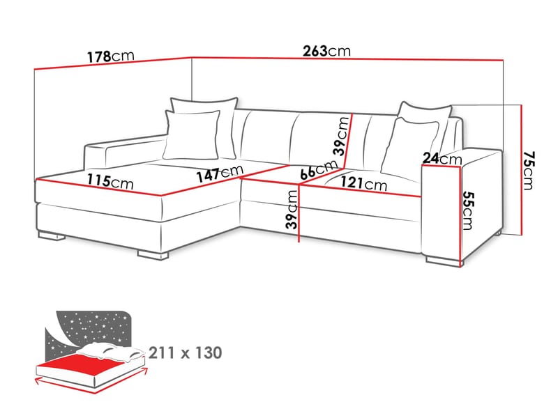 Corvik 3-sits Bäddsoffa med divan och förvaring - gul - Möbler - Soffa - Bäddsoffa