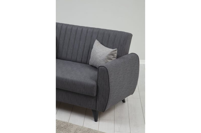 Dalima 2-sits Längsbäddad Bäddsoffa 55x125 cm med Förvaring i Linne - Antracit - Möbler - Soffa - Bäddsoffa