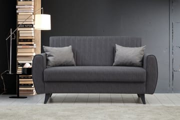 Dalima 2-sits Längsbäddad Bäddsoffa 55x125 cm med Förvaring i Linne - Antracit - Möbler - Soffa - Bäddsoffa