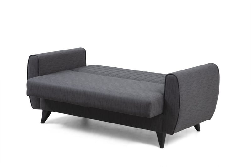 Dalima 2-sits Längsbäddad Bäddsoffa 55x125 cm med Förvaring i Linne - Antracit - Möbler - Soffa - Bäddsoffa