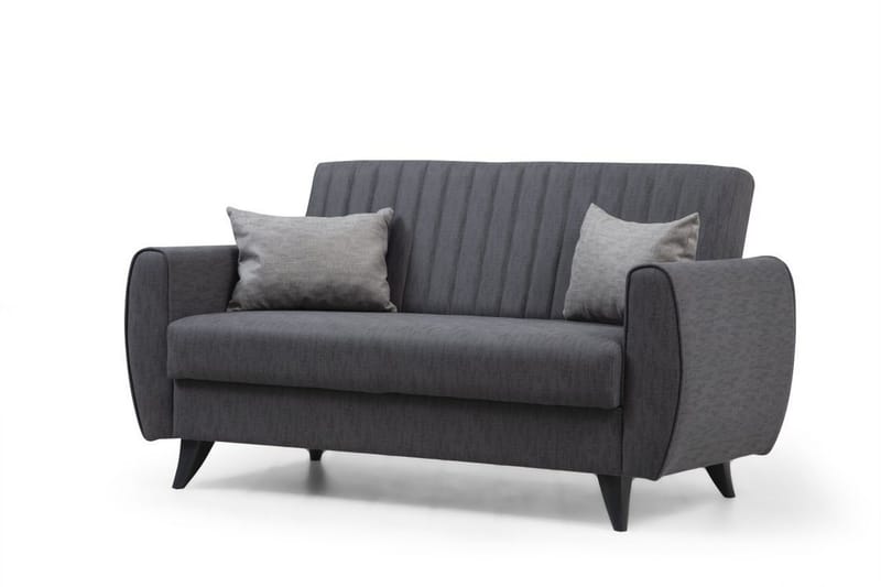Dalima 2-sits Längsbäddad Bäddsoffa 55x125 cm med Förvaring i Linne - Antracit - Möbler - Soffa - Bäddsoffa