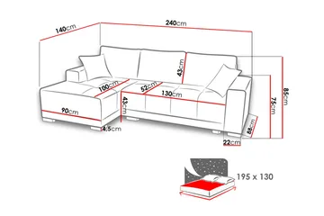 Dallas Divanbäddsoffa 240x140x80 cm - Brun - Möbler - Soffa - Bäddsoffa
