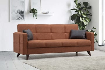 Darcia 3-sits Längsbäddad Bäddsoffa 55x183 cm med Förvaring i Linne - Terrakotta - Möbler - Soffa - Bäddsoffa