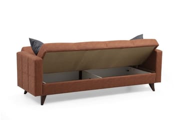Darcia 3-sits Längsbäddad Bäddsoffa 55x183 cm med Förvaring i Linne - Terrakotta - Möbler - Soffa - Bäddsoffa
