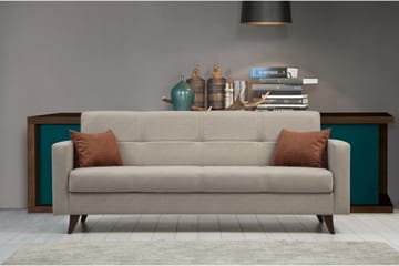 Darcia 3-sits Längsbäddad Bäddsoffa 75x183 cm med Förvaring i Tyg - Beige - Möbler - Soffa - Bäddsoffa