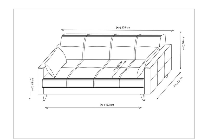 Darcia 3-sits Längsbäddad Bäddsoffa 75x183 cm med Förvaring i Tyg - Beige - Möbler - Soffa - Bäddsoffa