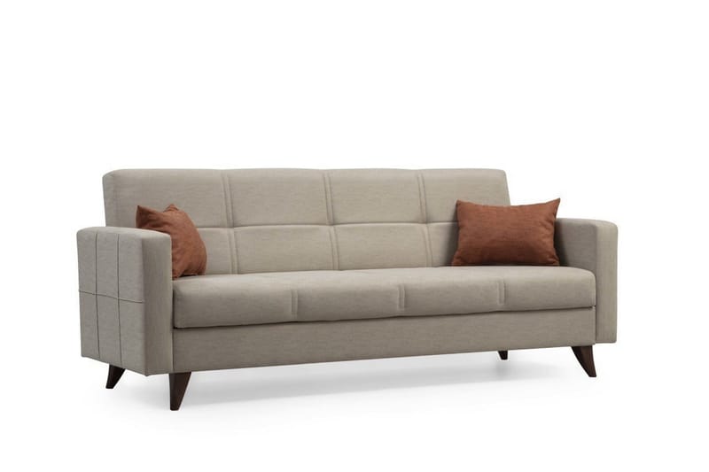 Darcia 3-sits Längsbäddad Bäddsoffa 75x183 cm med Förvaring i Tyg - Beige - Möbler - Soffa - Bäddsoffa