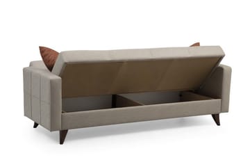 Darcia 3-sits Längsbäddad Bäddsoffa 75x183 cm med Förvaring i Tyg - Beige - Möbler - Soffa - Bäddsoffa