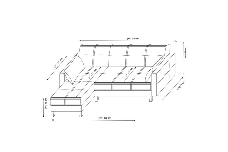 Darcia Bäddsoffa m. Divan 3-sits - Röd - Möbler - Soffa - Bäddsoffa