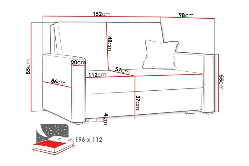 Denegal 2-sits Bäddsoffa - Möbler - Soffa - Bäddsoffa