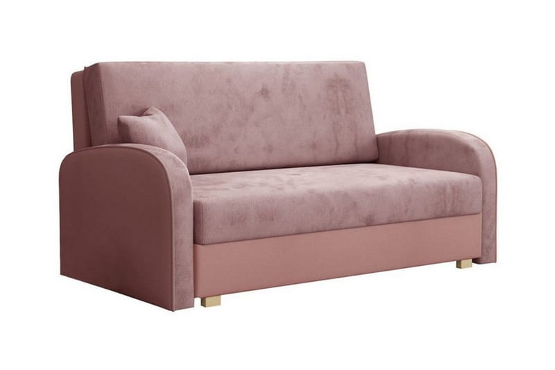 Denegal 2-sits Framåtbäddad Bäddsoffa 132x196 cm med Förvaring i Sammet, Rosa