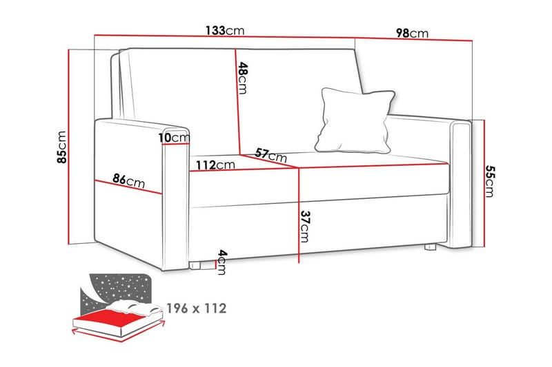Denegal 2-sits liten bäddsoffa i Manchester - Grå - Möbler - Soffa - Bäddsoffa