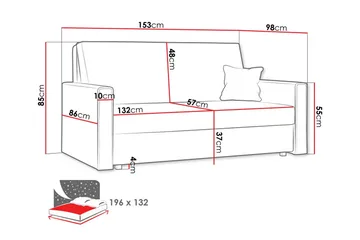 Denegal 2-sits liten bäddsoffa i Manchester - Grå - Möbler - Soffa - Bäddsoffa