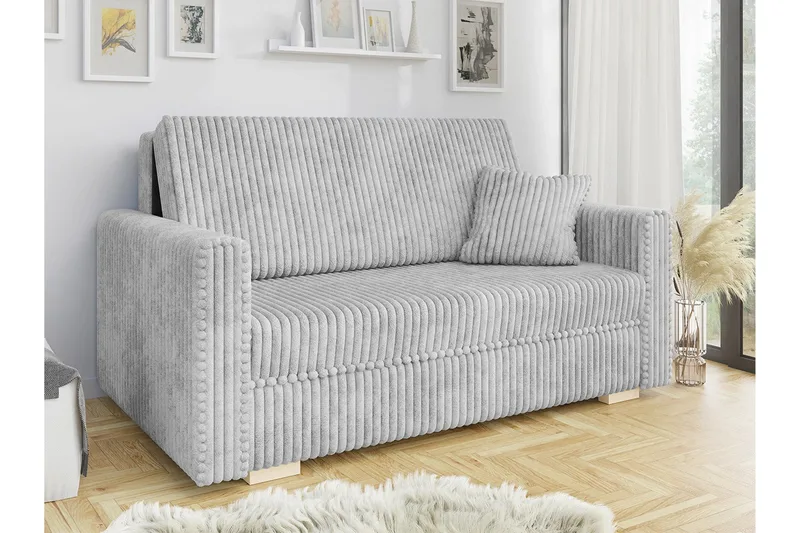 Denegal 2-sits liten bäddsoffa i Sammet - Grå - Möbler - Soffa - Bäddsoffa
