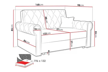 Denegal 2-sits liten bäddsoffa i Plysch - Blå - Möbler - Soffa - Bäddsoffa